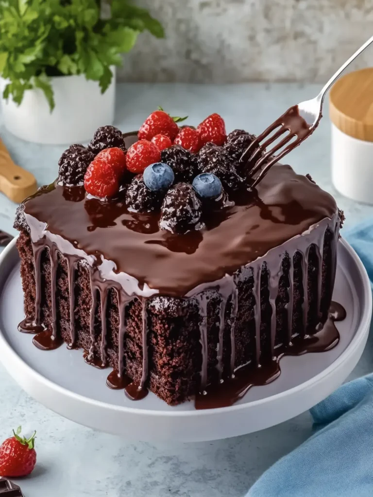 Indulge in Triple Chocolate Cake with Hot Fudge Sauce Bliss 3 Triple Chocolate Cake with Hot Fudge Sauce