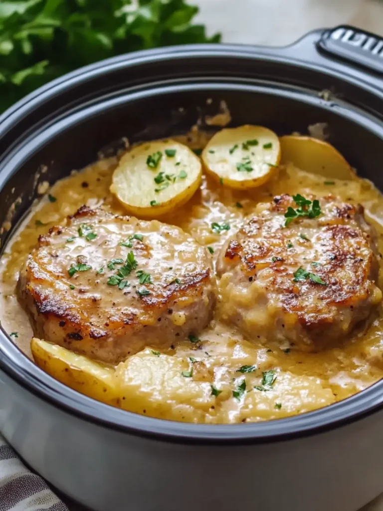 Savory Slow Cooker 4-Ingredient Pork Chops & Scalloped Potatoes 4 Slow Cooker 4-Ingredient Pork Chops & Scalloped Potatoes