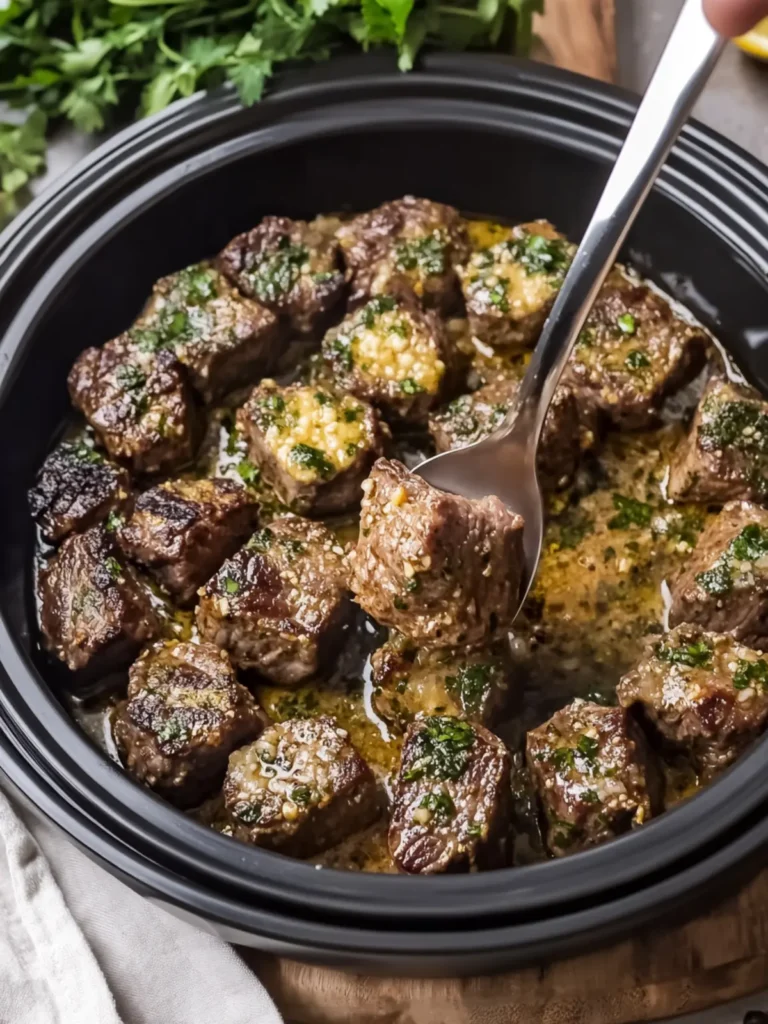 Melt-in-Your-Mouth Slow Cooker Garlic Butter Steak Bites 3 Slow Cooker Garlic Butter Steak Bites