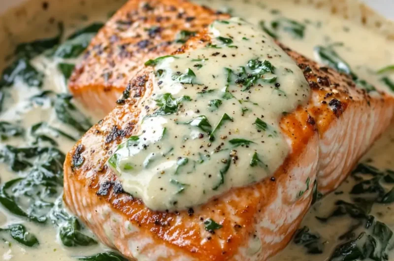 Creamy Boursin Salmon with Spinach