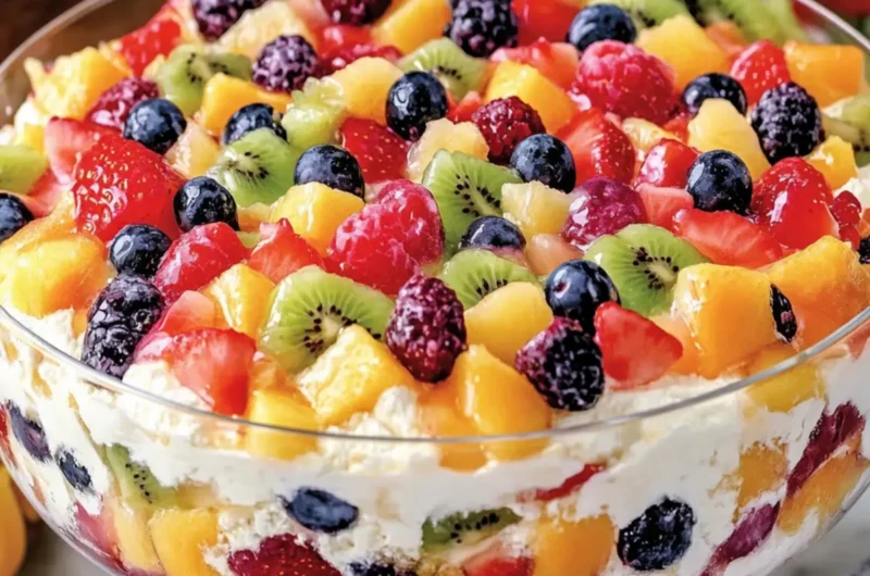 Rainbow Fruit Cheesecake Salad