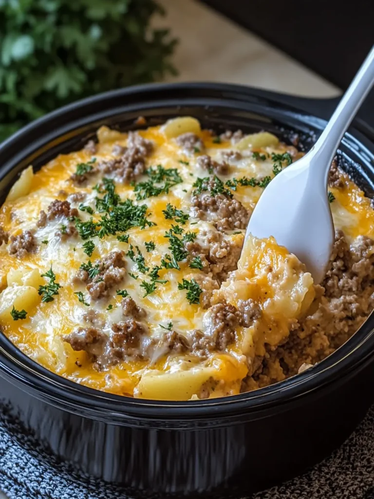 Slow Cooker Cheesy Hamburger Potato Casserole Delight 2 Slow Cooker Cheesy Hamburger Potato Casserole