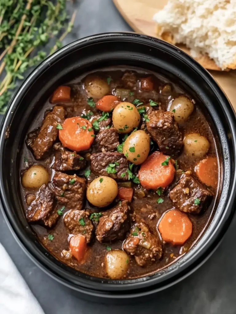 Melt-in-Your-Mouth Slow Cooker Beef Bourguignon Stew 3 Slow Cooker Beef Bourguignon / Beef Stew
