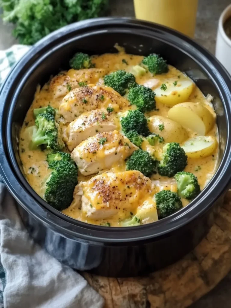 Creamy Crockpot Cheddar Broccoli Chicken and Potatoes Delight 4 Crockpot Cheddar Broccoli Chicken and Potatoes