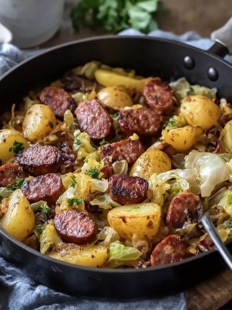 Savory Smoked Sausage, Cabbage & Potato Skillet Delight 4 Smoked Sausage, Cabbage & Potato Skillet