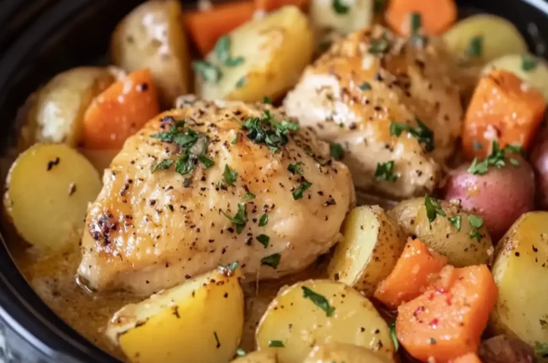 Crockpot Garlic Butter Chicken, Potatoes and Carrots