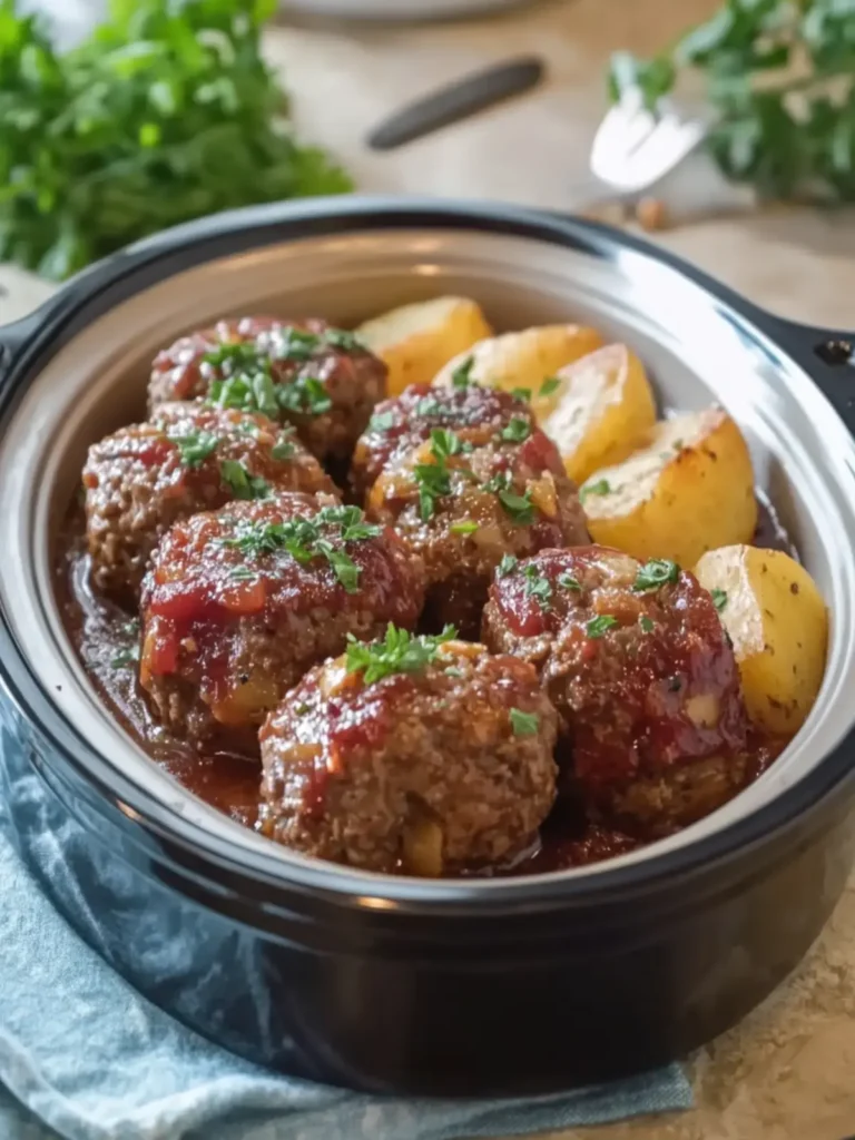 Savory Slow Cooker Mini Meatloaves and Potatoes Delight 2 Slow Cooker Mini Meatloaves and Potatoes
