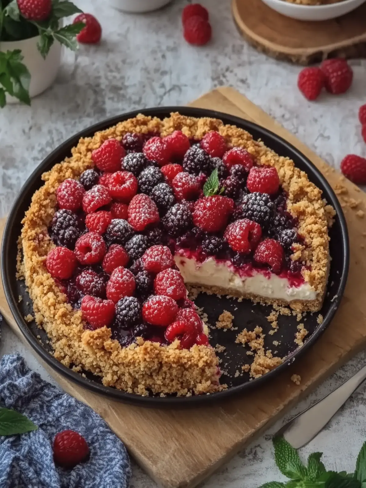 Delicious Upside-Down Red Berry Cheesecake Crumble Revealed 5 Upside-Down Red Berry Cheesecake Crumble