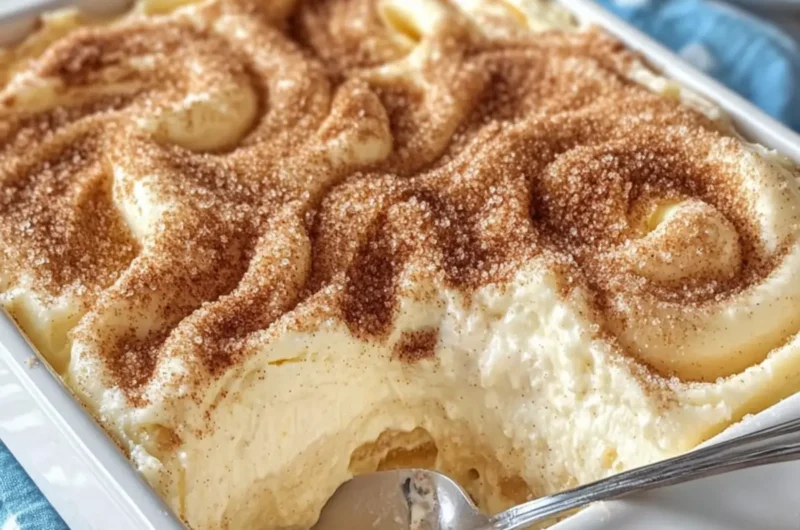 Cinnamon-Sugar Hawaiian Cheesecake Swirls in a Casserole Dish