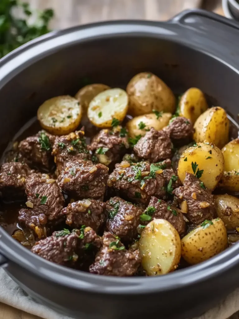 Slow Cooker Garlic Butter Beef Bites and Potatoes Delight 3 Slow Cooker Garlic Butter Beef Bites and Potatoes