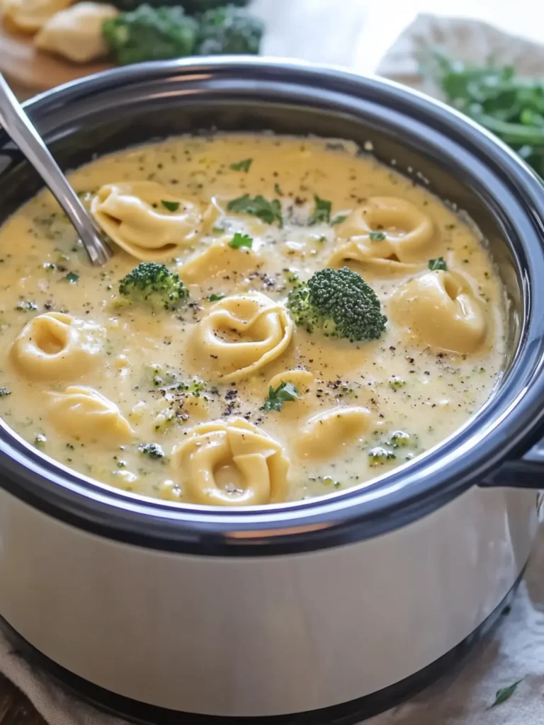 Crockpot Broccoli Cheddar Tortellini Soup