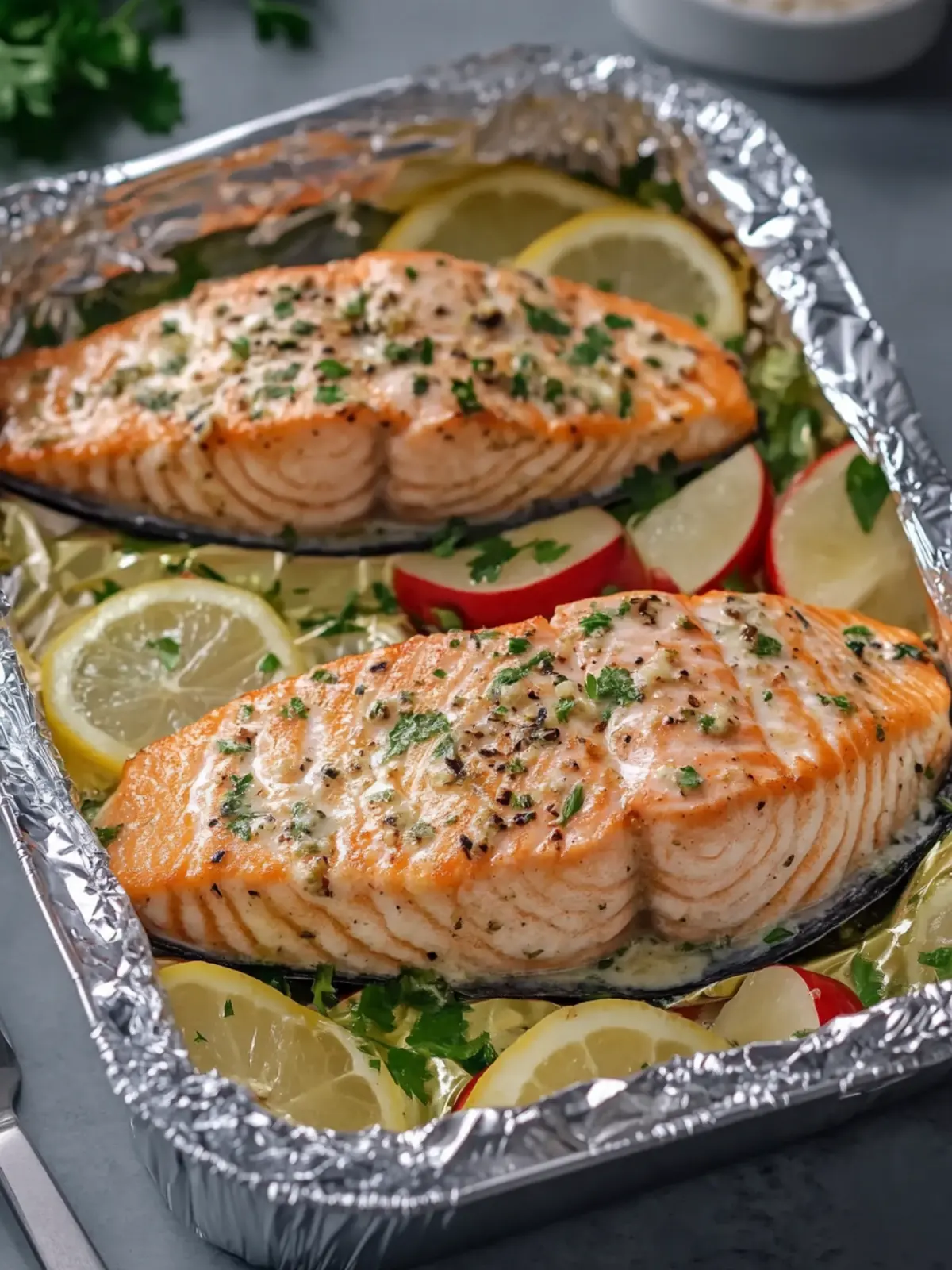 Creamy Garlic Herb Seafood Foil Packs – Easy Salmon Steaks Bliss 5 Creamy Garlic Herb Seafood Foil Packs – Easy Salmon Steaks Delight