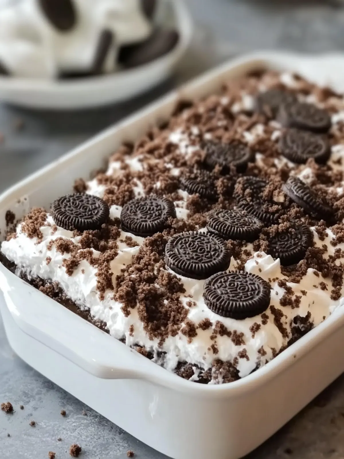 No-Bake Oreo Dirt Cake Casserole