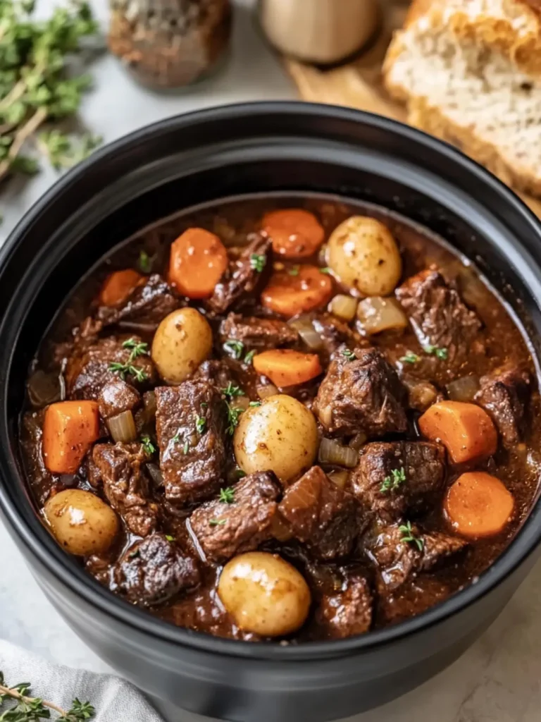 Melt-in-Your-Mouth Slow Cooker Beef Bourguignon Stew 4 Slow Cooker Beef Bourguignon / Beef Stew