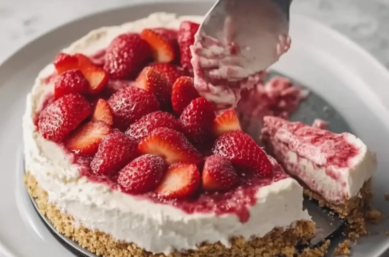 No-Bake Upside-Down Strawberry Cheesecake