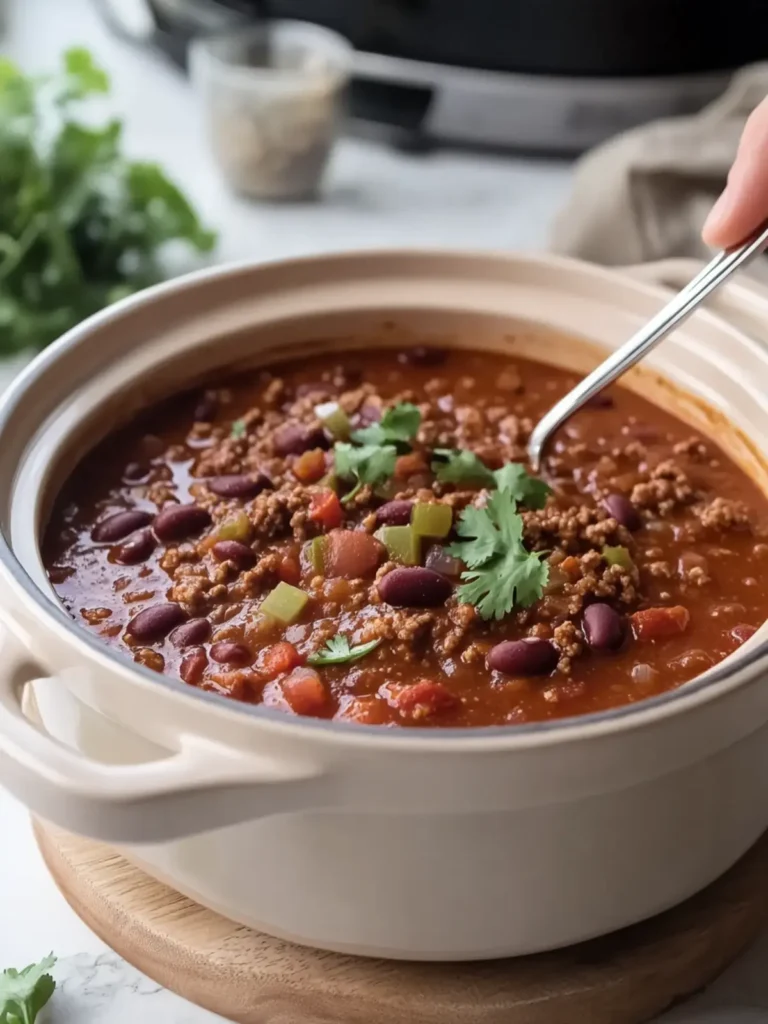 Irresistible Slow Cooker Chili with Ground Beef & Beans Delight 4 Slow Cooker Chili with Ground Beef & Beans