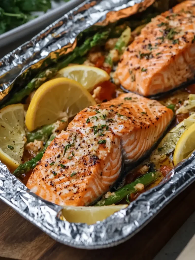 Creamy Garlic Herb Seafood Foil Packs – Easy Salmon Steaks Delight