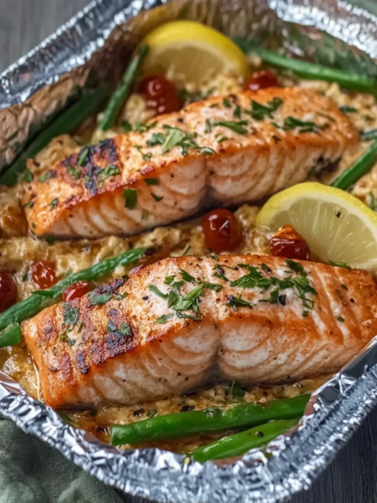 Creamy Garlic Herb Seafood Foil Packs – Easy Salmon Steaks Delight