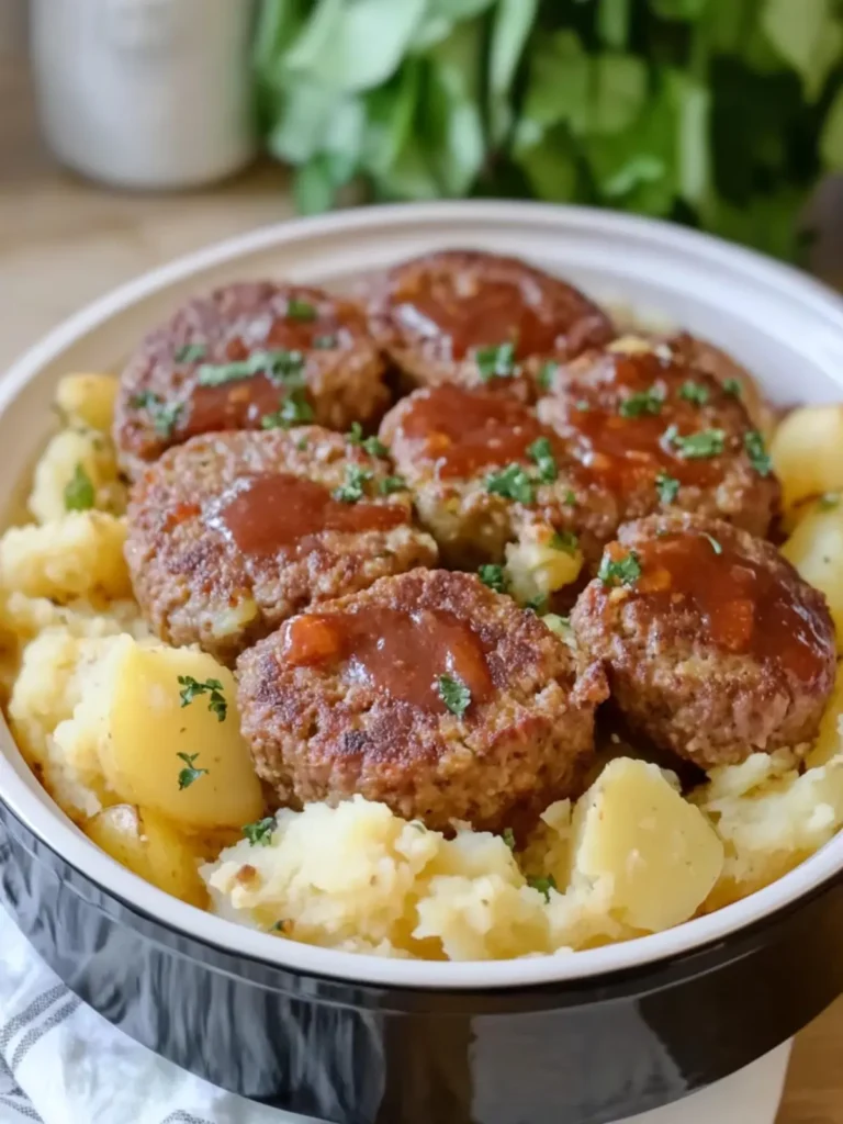 Savory Slow Cooker Meatloaf Patties and Potatoes Bliss 4 Slow Cooker Meatloaf Patties and Potatoes