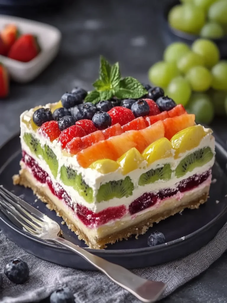 Rainbow Fruit Cheesecake Lasagna: A Colorful Summer Delight 2 Rainbow Fruit Cheesecake Lasagna