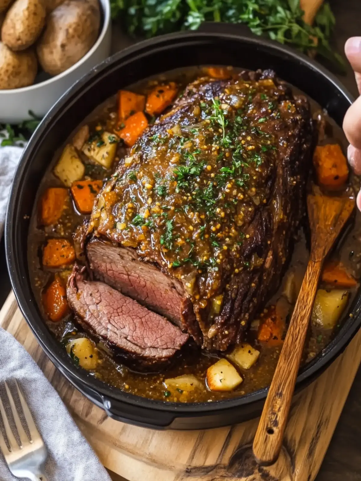 Savory Slow Cooker Garlic Butter Glazed Beef Roast Magic 5 Slow Cooker Garlic Butter Glazed Beef Roast