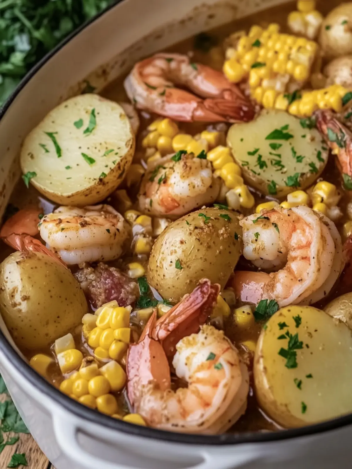 Slow Cooker Garlic Butter Shrimp Boil with Corn and Potatoes