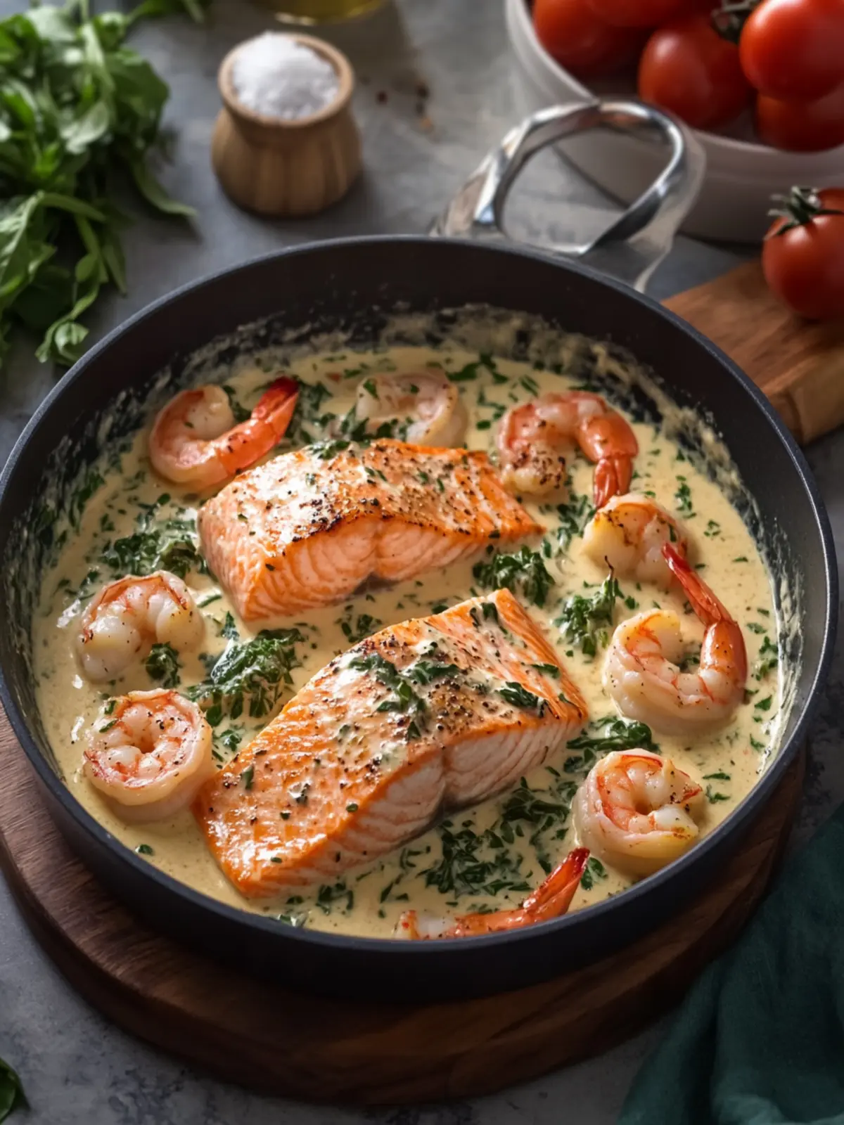Creamy Tuscan Salmon and Shrimp Skillet You’ll Crave Forever 5 Tuscan Salmon and Shrimp Cream Skillet