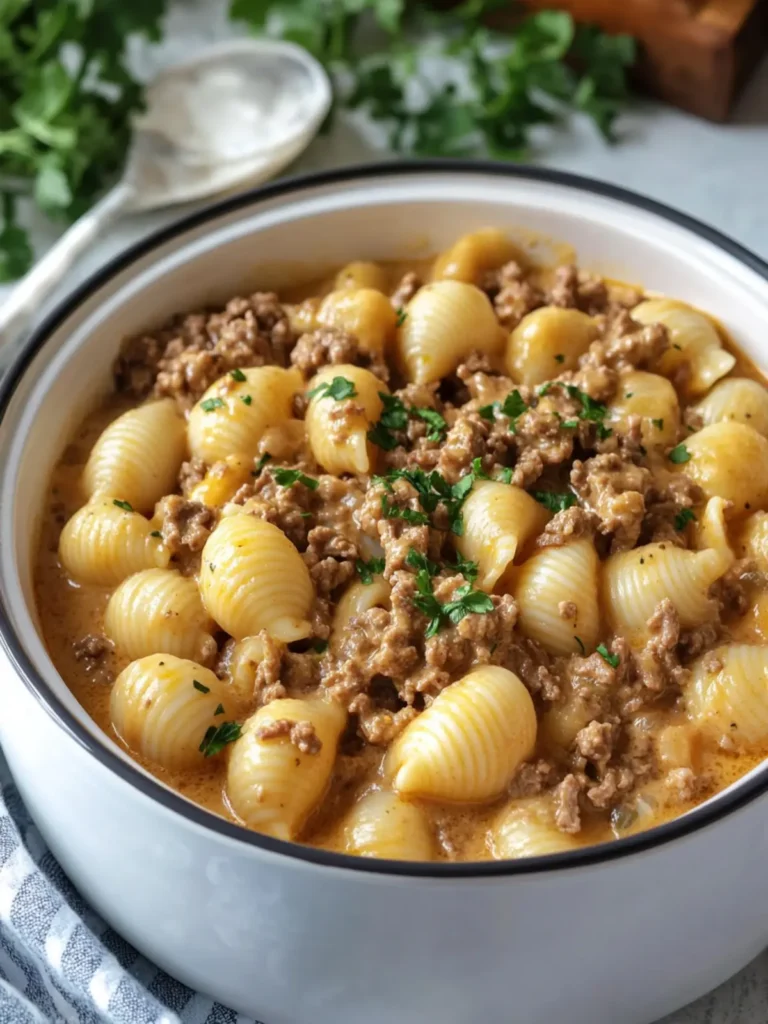 Crockpot Creamy Beef & Shells: A Cozy Dinner Delight 4 Crockpot Creamy Beef & Shells