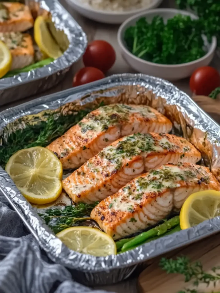 Creamy Garlic Herb Seafood Foil Packs – Easy Salmon Steaks Delight