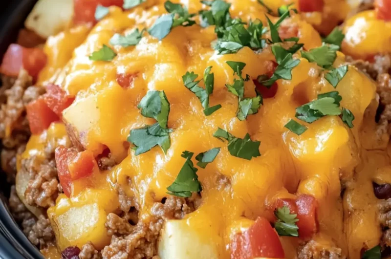 Crockpot Cheesy Taco Potatoes