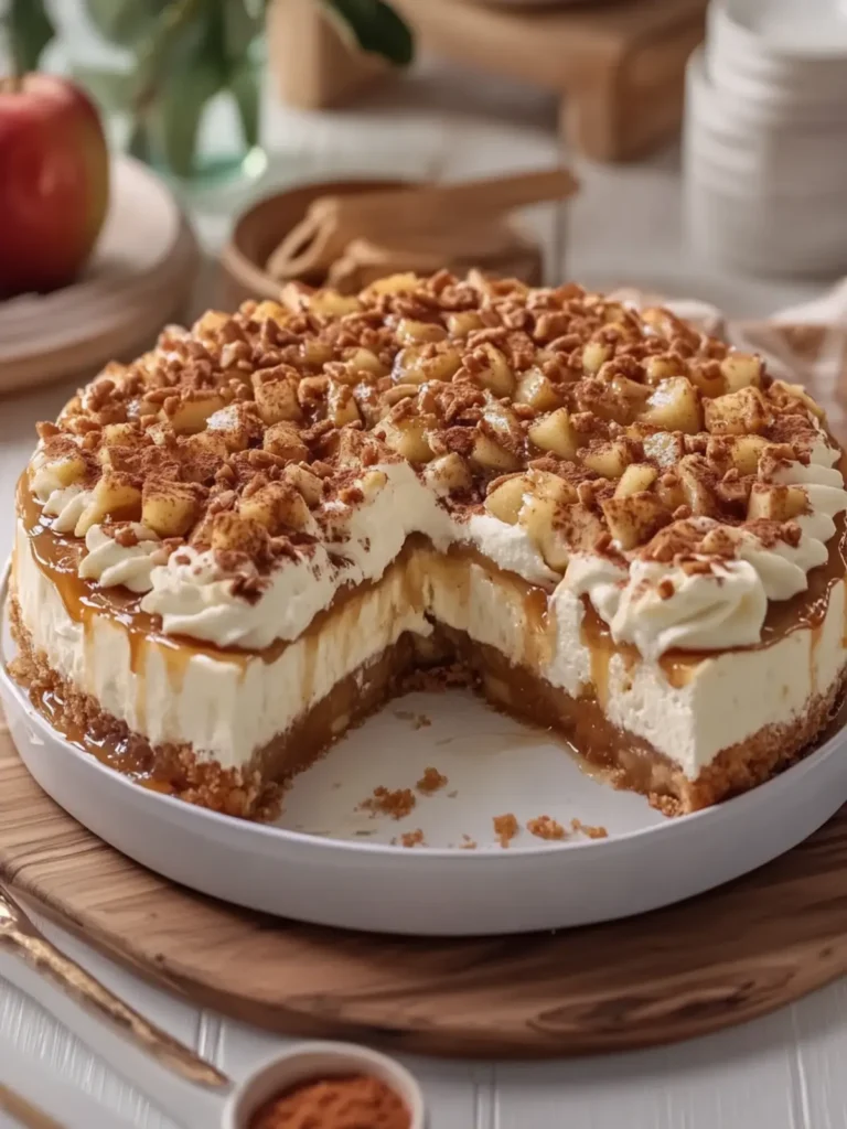 Decadent Caramel Apple Pie Cheesecake with Creamy Cinnamon Bliss 3 Caramel Apple Pie Cheesecake with Creamy Cinnamon Vanilla Cheesecake