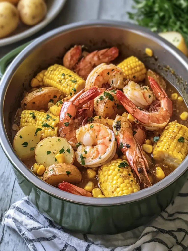 Savory Slow Cooker Garlic Butter Shrimp Boil with Corn & Potatoes 4 Slow Cooker Garlic Butter Shrimp Boil with Corn and Potatoes