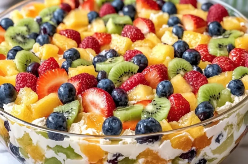 Rainbow Fruit Cheesecake Salad