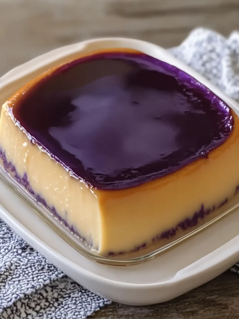 Ube Biko Flan: Delightfully Creamy Purple Rice Dessert 3 Ube Biko Flan