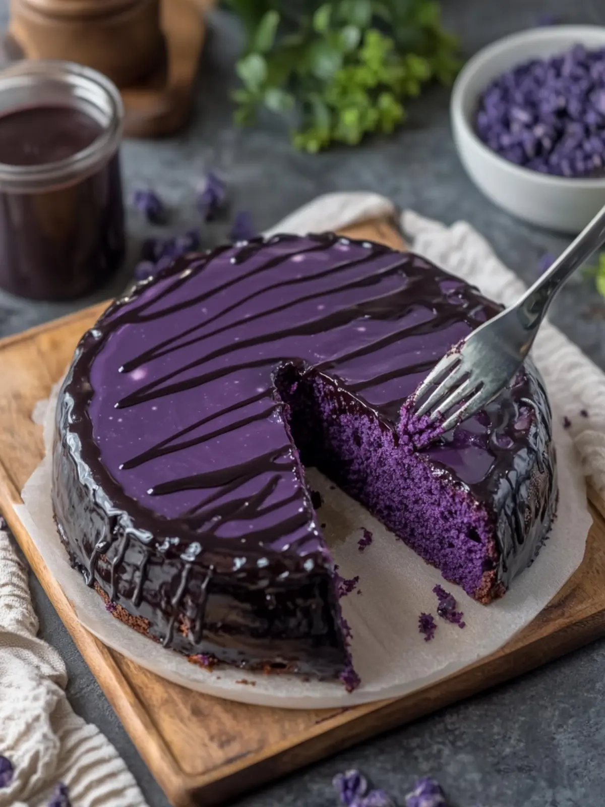 Decadent Steamed Ube Chiffon Cake with Chocolate Ube Glaze 5 Steamed Ube Chiffon Cake with Chocolate Ube Glaze