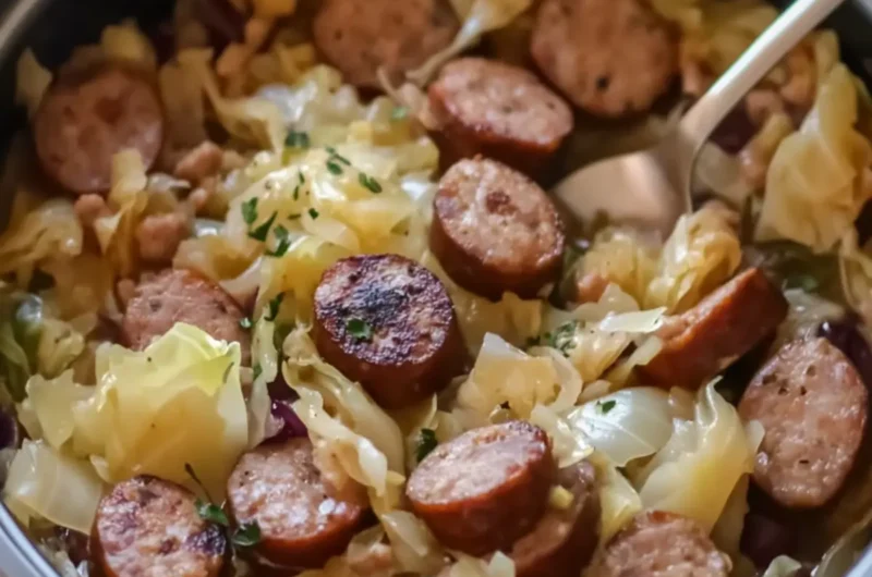 Slow Cooker 4 Ingredient Sausage and Cabbage