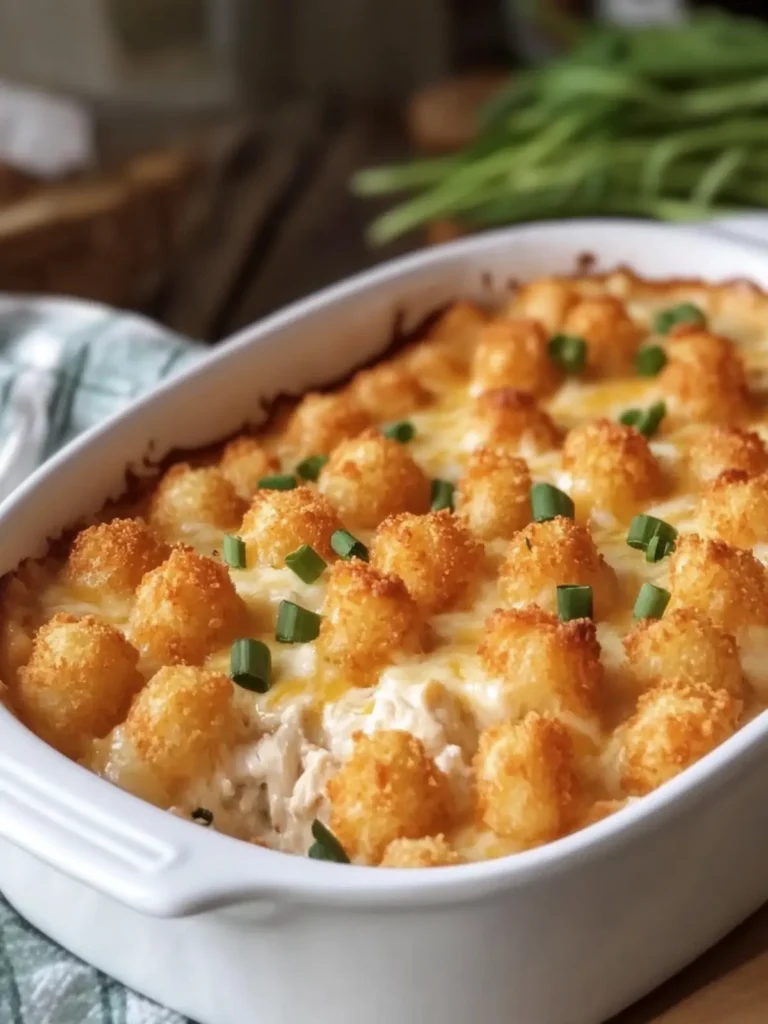 Cheesy Chicken Tot Pie: The Ultimate Comfort Food Casserole 4 Chicken Tot Pie (Cheesy Chicken Tater Tot Casserole)