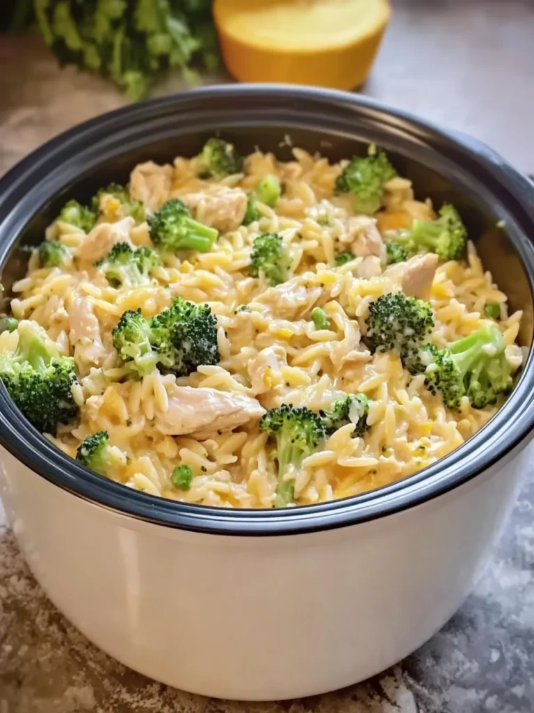 Crockpot Broccoli Cheddar Chicken Orzo: Cozy Comfort in a Bowl 3 Crockpot Broccoli Cheddar Chicken Orzo