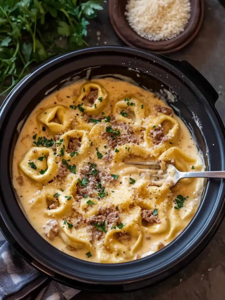 Creamy Cheesy Beef Tortellini Delight in Your Slow Cooker 2 Creamy Cheesy Beef Tortellini Delight