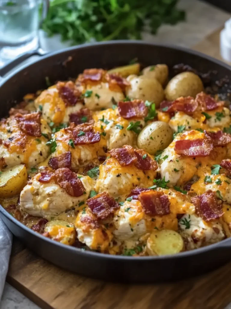 Creamy Ranch Chicken with Baby Potatoes, Cheddar & Crispy Bacon