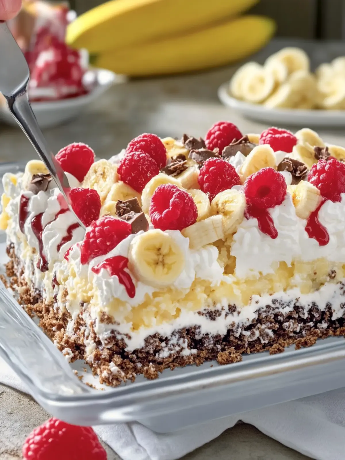 No-Bake Banana Split Lush Dessert