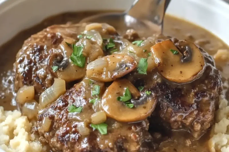 Slow Cooker Salisbury Steak with Mushroom and Onion Gravy