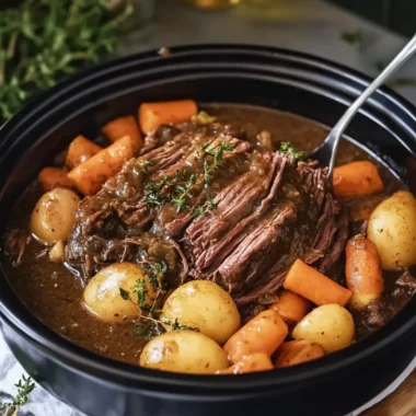 Melt-in-Your-Mouth Slow Cooker Beef Pot Roast with Gravy