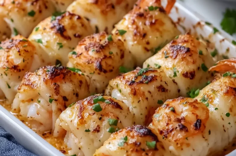 Cheesy Garlic Shrimp Roll Ups