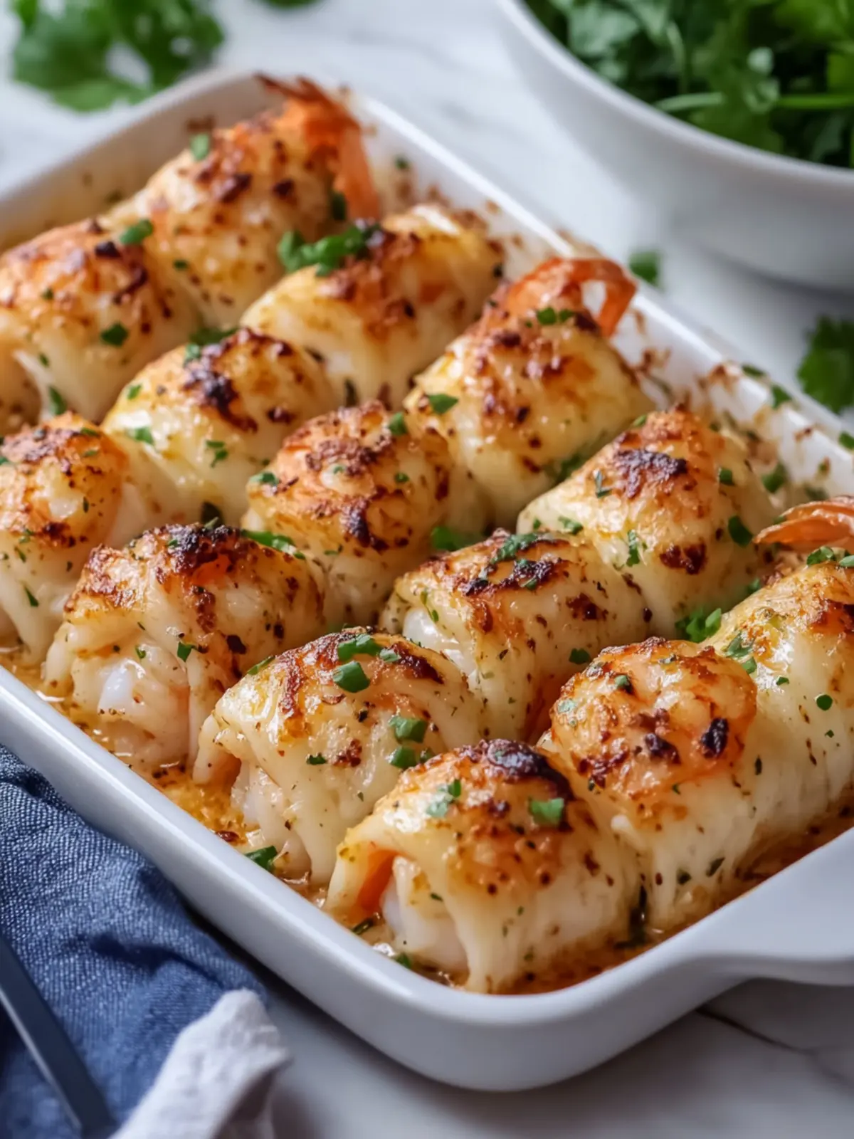 Cheesy Garlic Shrimp Roll Ups