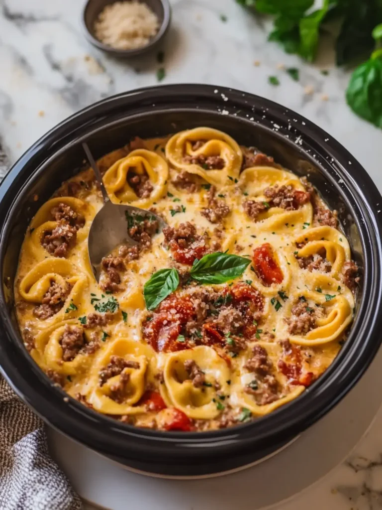 Creamy Cheesy Beef Tortellini Delight in Your Slow Cooker 4 Creamy Cheesy Beef Tortellini Delight