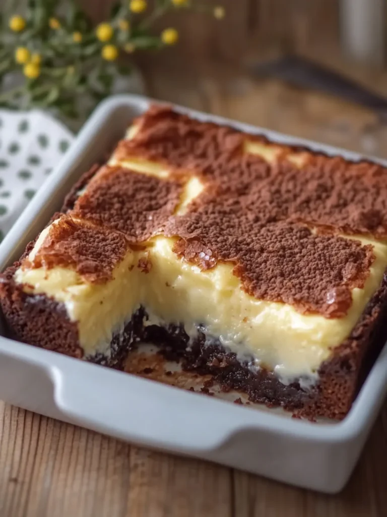 Fudgy Vanilla Brownies with Creamy Pudding Center
