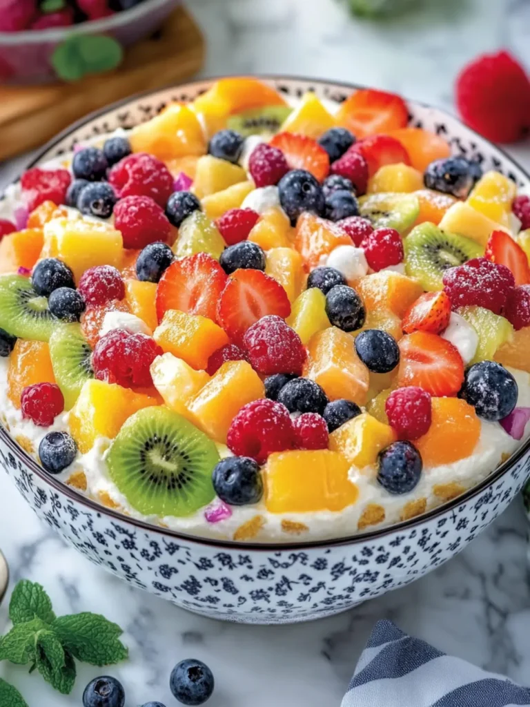 Rainbow Fruit Cheesecake Salad: A Colorful Delight Awaits! 2 Rainbow Fruit Cheesecake Salad
