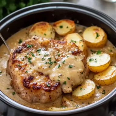 Savory Slow Cooker 4-Ingredient Pork Chops & Scalloped Potatoes