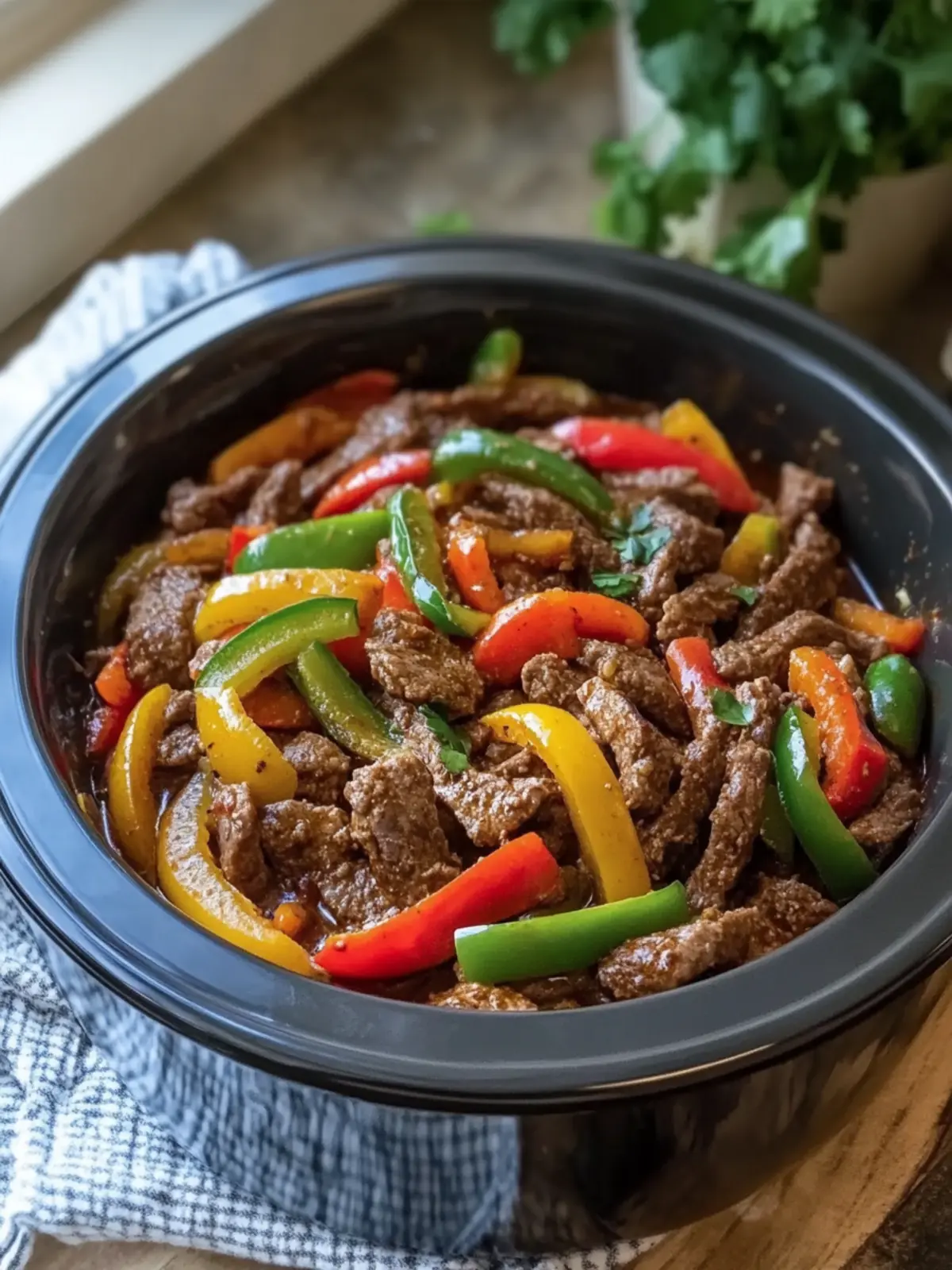 Crockpot Pepper Steak with Juicy Beef and Sweet Peppers Delight 5 Crockpot Pepper Steak Loaded with Juicy Beef, Sweet Peppers and Onions
